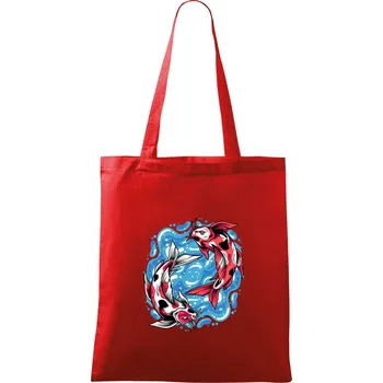 Nákupní taška Yin & Yang Koi kapr - červený - Taška bavlněná - 42 x 38 cm ( Červená )