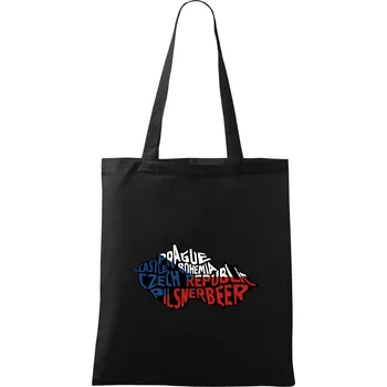 Nákupní taška Mapy - názvy měst - Česko - Taška bavlněná - 42 x 38 cm ( Černá )