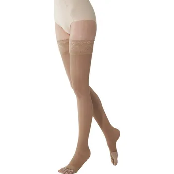 Dámské punčochy SOLIDEA Marilyn 140 Sheer Open stehenní punčochy, Barva Nero, Velikost XL