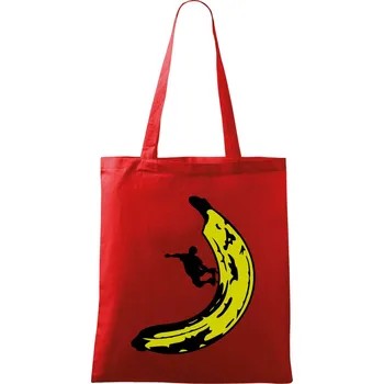 Nákupní taška Skateboardista na banánu - Taška bavlněná - 42 x 38 cm ( Červená )
