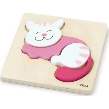 puzzle pro nejmenší VIGA Dřevěné puzzle pro nejmenší Kočka 4 dílky