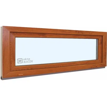 Okno Plastové okno - KNIPPING 70 AD, 1500x500 mm, S, zlatý dub Sklo: ornamentální (kůra čirá), Barva, imitace: zlatý dub/bílá (jednostranně) + příslušenství a montážní materiál zdarma