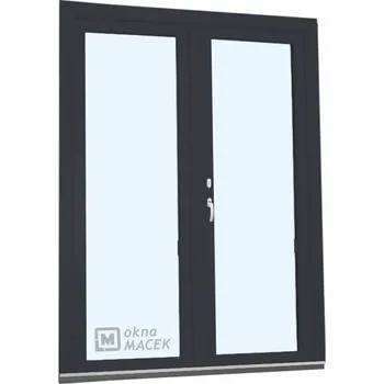 Vchodové dveře Plastové balkonové dveře - KNIPPING 70 AD, 1500x2300 mm, O+OS klapačka, antracit Otevírání: levé, Barva, imitace: antracit/antracit (oboustranně), Provedení: oboustranná klika + FAB + hliníkový práh + příslušenství a montážní materiál zdarma