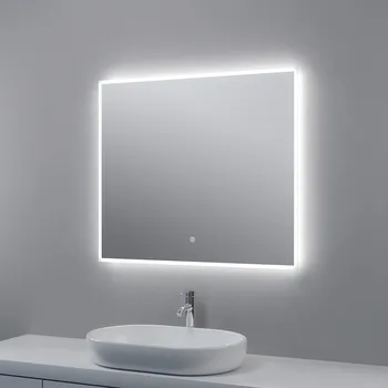 Zrcadlo Besteco LED Zrcadlo Bright Silver s Plynule Nastavitelnou Barvou Světla, Dotykovým Spínačem a Pamětí, 80 x 70 cm