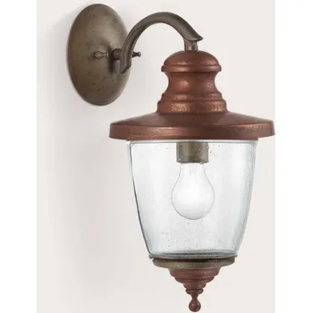 Nástěnné svítidlo Il Fanale 248.09.ORT Venezia, venkovní nástěnná lampa, 1x15W E27, mosaz/měď, bublinkové sklo, výška 40cm, IP44