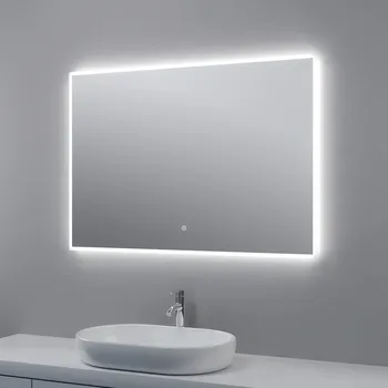Zrcadlo Besteco Koupelnové Zrcadlo s LED Osvětlením Bright Silver 100x70 cm, CCT Technologie (2700K-6500K), Plynulá Změna Chromatičnosti, Dotykový Senzor s Pamětí Nastavení, Anti-Fog Kompatibilní, Hliníkový Rám
