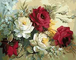 Zuty Kytice malovaných růží 40 x 50 cm…