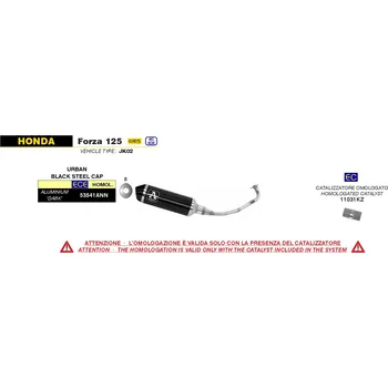 Výfuk pro motocykl Arrow Katalyzátor výfuku Arrow, Honda Forza 125 E5 2021-> Ø54mm 11031KZ