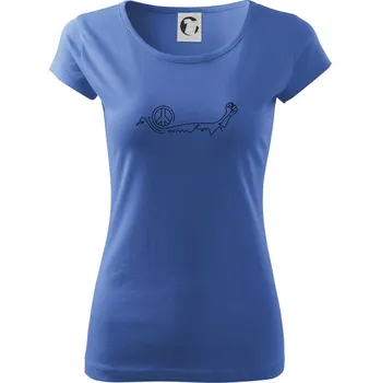 Dámské tričko Pěst a symbol míru - Dámské triko Pure - S ( Azurově modrá )