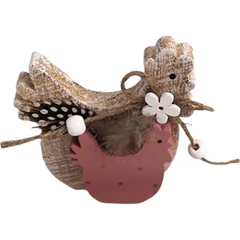 Dekorace dřevo 90x105mm slepičky, přírodní, růžová 30 gram