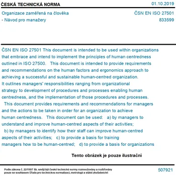 ČSN EN ISO 27501 - Organizace zaměřená na člověka - Návod pro manažery - Tisk
