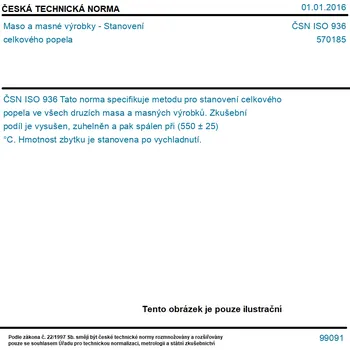 ČSN ISO 936 - Maso a masné výrobky - Stanovení celkového popela - Tisk