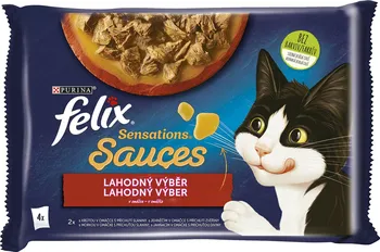 Krmivo pro kočku Purina Felix Sensations Sauces Adult krůta a jehněčí v omáčce 4x 85 g