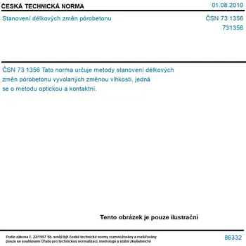 ČSN 73 1356 - Stanovení délkových změn pórobetonu - Tisk