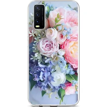 Pouzdro na mobilní telefon Kryt Vivo Y20s silikon Kytice (obal neboli pouzdro na Vivo Y20s)