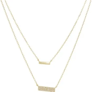 Náhrdelník Dámský dvojitý pozlacený náhrdelník se zirkony 40-44 cm STNAH109F