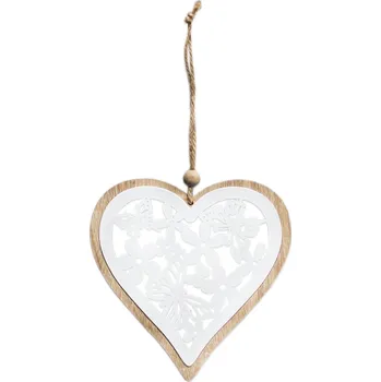Zahradní dekorace Srdce závěs dřevo 10cm (539219)