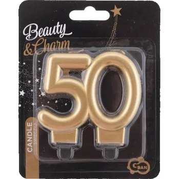 Godan Narozeninová číslice 50 8 cm zlatá Dortová svíčka Godan Narozeninová číslice 50 8 cm zlatá