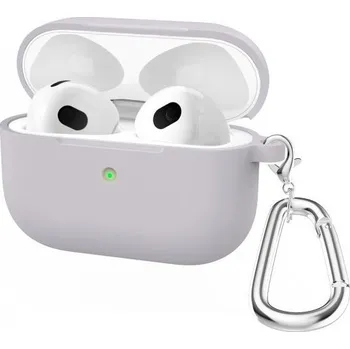 Pouzdro na mobilní telefon Silikonový obal s karabinou pro AirPods 3 - levandulový