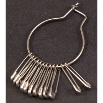 Nástroj na niť a příze Stříbrné spínací špendlíky - 12 ks - rozměr 0,4 cm x 2 cm