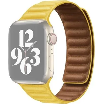 Řemínek na hodinky Řemínek kožený tah pro Apple Watch 42mm / 41mm / 40mm / 38mm - žlutý