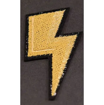 Látková záplata Nažehlovací záplata - blesk - rozměr 6 cm x 3 cm - zlatá, růžová, černá zlatá_CEZ2498
