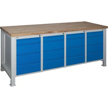 Průmyslová sponka Stavitelný dílenský stůl 2000 mm 4xM4, buková spárovka + doprava zdarma