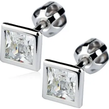 Náušnice Stříbrné náušnice šroubovací - čtverečky 5,5 mm