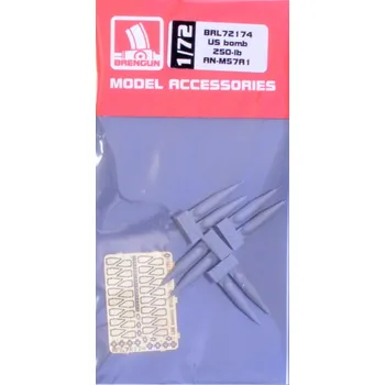 Plastikový model Brengun 1/72 US bomb 250-lb AN-M57A1 (8 pcs.)