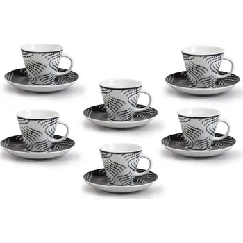 Thun 1794 Tom, porcelánové šálky a podšálky, moka, 100 ml, vlnky, Thun, 6 ks