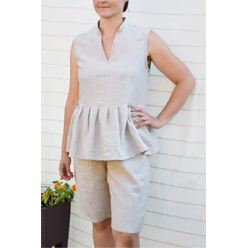 Snový svět Dámský lněný komplet - přírodní Rozměr oblečení: vel. 44