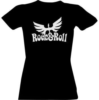 Dámské tričko Tričko s potiskem Okřídlená kytara s nápisem Rock and Roll dámské