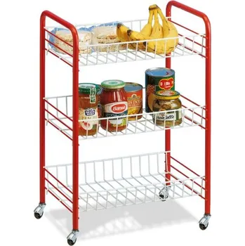 Drátěná police ARTEX Pojízdný regál WINNER 3, 40 x 26 x 60 cm, plastovaný drát, celobílý