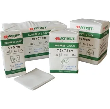 Gázový kompres 7,5 x 7,5 cm 17/8, nesterilní – 100 ks