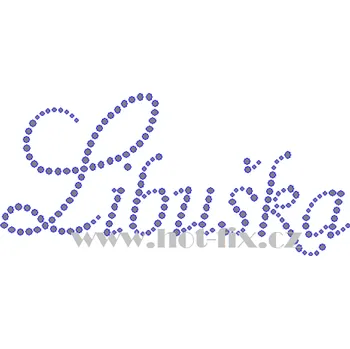 LIBUŠKA II. - hot-fix nažehlovací kamínkový potisk na textil, rozměr cca 14,8x6,9cm barva: kameny barva 101 Crystal /stříbrná
