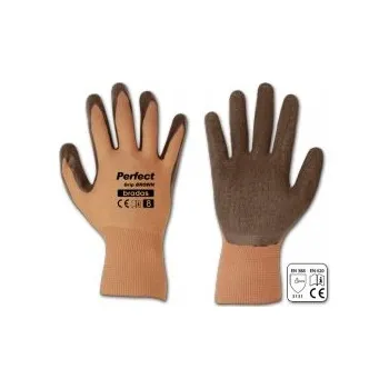 Rukavice pracovní hnědé polyester Latex vel.9