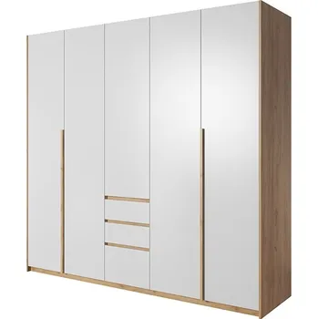 Dětská skříň Elegantní šatní skříň 230 XELO 2 bez LED osvětlení - dub zlatý/bílá mat