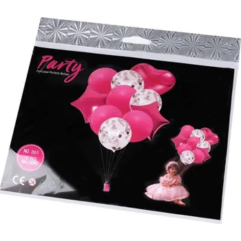 Balónek Sada nafukovacích balonků s konfetami - růžové - 10 ks