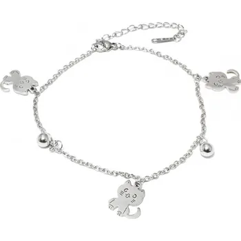 Náramek Dámský náramek na nohu z chirurgické oceli kočka S1033040