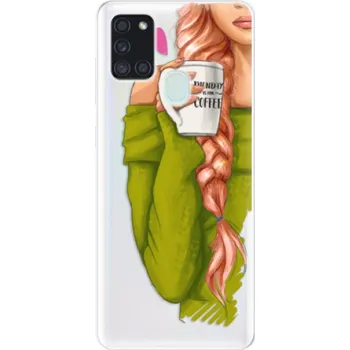 Pouzdro na mobilní telefon Odolné silikonové pouzdro iSaprio - My Coffe and Redhead Girl - Samsung Galaxy A21s