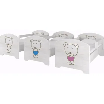 Dětská postel Dětská postel Medvídek 140x70 cm BÍLÁ - MODRÁ - 2x krátká zábrana bez šuplíku