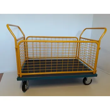 Plošinový vozík Vozík s madly a drátěnými bočnicemi