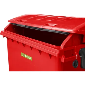 Popelnice Kontejner 1100 l plastový DOPNER, červený Typ víka: Plné víko