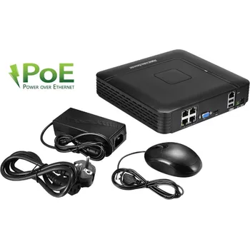 Záznamové zařízení Digitální záznamové zařízení pro IP kamery PoE 802.3af ONVIF 4CH (1080P) HDMI