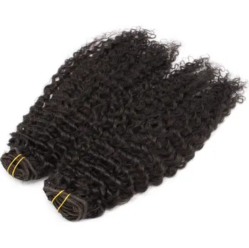 Příčesek Kudrnatý clip in maxi set 53cm pravé lidské vlasy – REMY 200g - PŘÍRODNÍ ČERNÁ