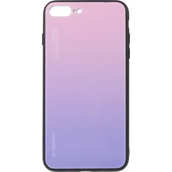 Pouzdro na mobilní telefon Kryt se skleněnou zadní stranou pro iPhone 7 Plus / 8 Plus - růžovo-fialový