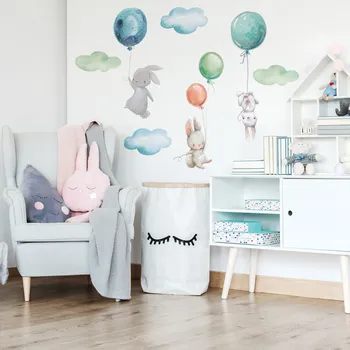 Samolepící dekorace DEKORACJAN Samolepky - Zajíčci s balónky