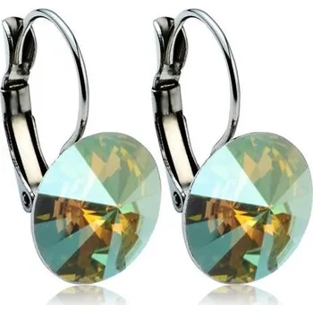 Náušnice Ocelové náušnice s krystaly Swarovski 12 mm, IRIDESCENT GREEN