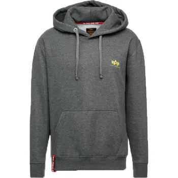 Pánská mikina Alpha Industries Basic Hoody Small Logo (charcoal heather) mikina XXL