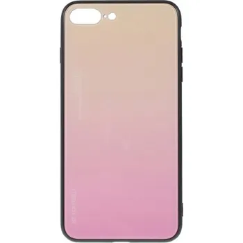 Pouzdro na mobilní telefon Kryt se skleněnou zadní stranou pro iPhone 7 Plus / 8 Plus - růžovozlatý